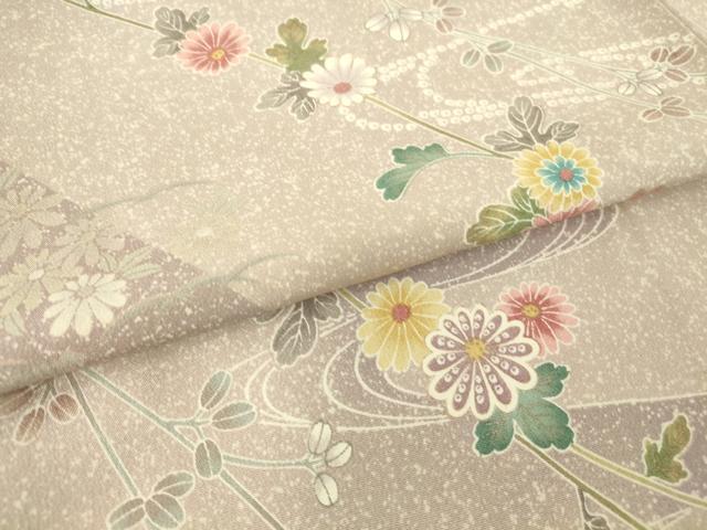平和屋着物▽上質な小紋 単衣 流水花文 金彩 正絹 逸品 DAAT9499az