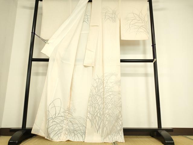 平和屋着物▽訪問着 無双 紗袷 紋紗×絽 草葉文 正絹 逸品 DAAT9509az