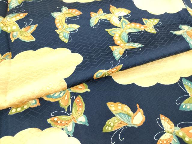 平和屋着物▽上質な小紋 単衣 舞蝶文 正絹 逸品 未使用 DAAT9517az