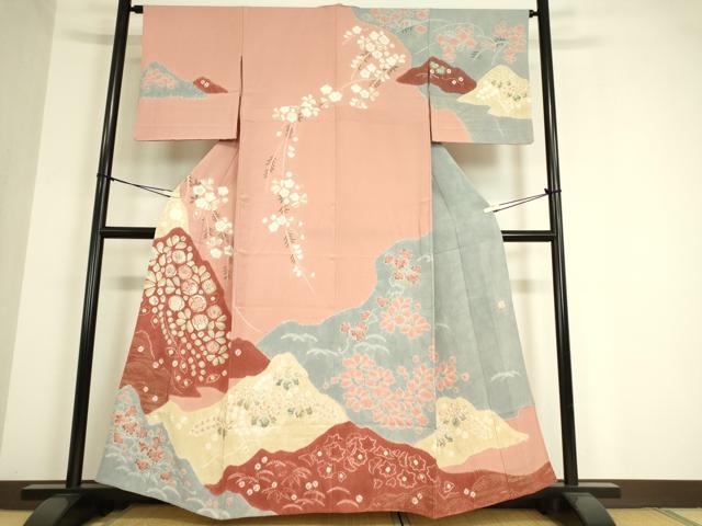 平和屋着物▽十日町 名門 滝泰謹製 訪問着 単衣 絞り 辻が花 金彩 正絹 逸品 DAAT9519az