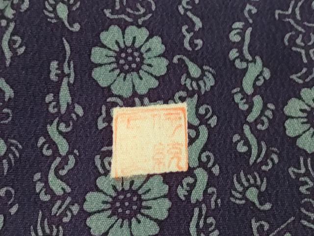 平和屋着物▽上質な小紋 単衣 作家物 型染め 牡丹唐草文 正絹 逸品 DAAT9522az