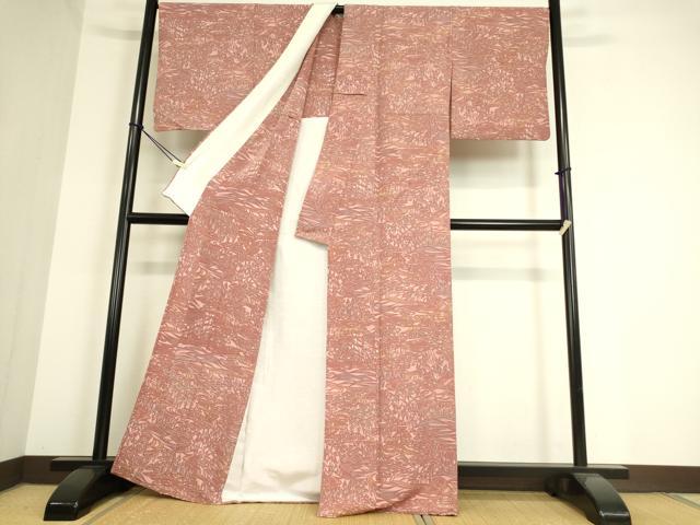 平和屋着物▽上質な小紋 単衣 型染 風景樹林文 正絹 逸品 DAAT9527az
