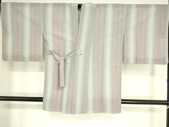 平和屋着物▽道中着 スリーシーズン 春夏秋 塵除け 斜 縞 正絹 逸品 DAAT9535az