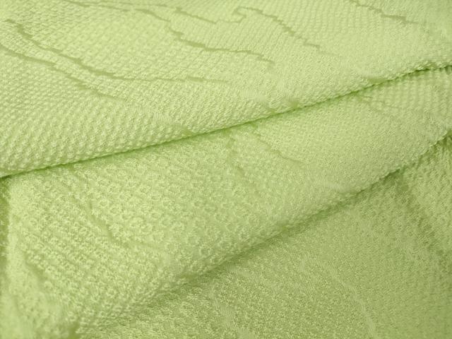 平和屋着物▽上質な色無地 単衣 霞地紋 若菜色 正絹 逸品 DAAT9644az