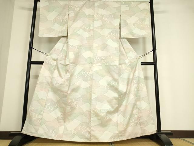 平和屋着物▽上質な紬 単衣 流水文 正絹 逸品 DAAT9649az