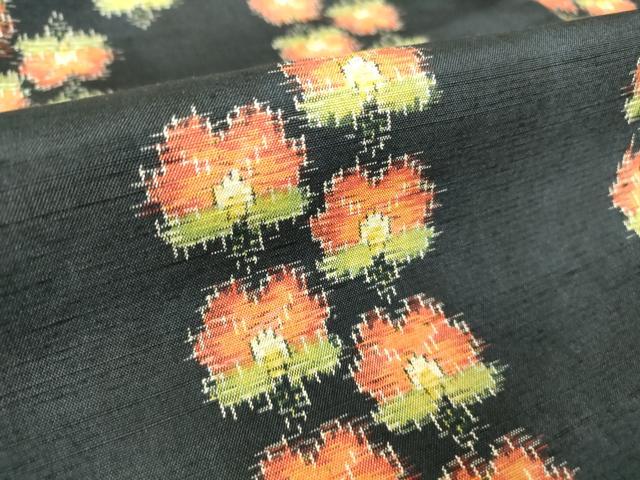 平和屋着物▽上質な紬 単衣 草花文 正絹 逸品 未使用 DAAT9661az