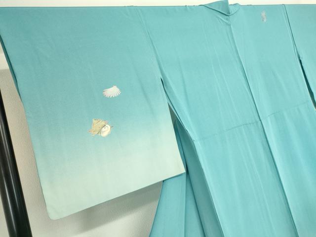 平和屋着物▽訪問着 単衣 作家物 貝 暈し染め 正絹 逸品 DAAT9685az