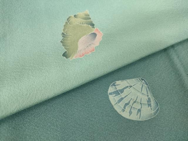 平和屋着物▽訪問着 単衣 作家物 貝 暈し染め 正絹 逸品 DAAT9685az