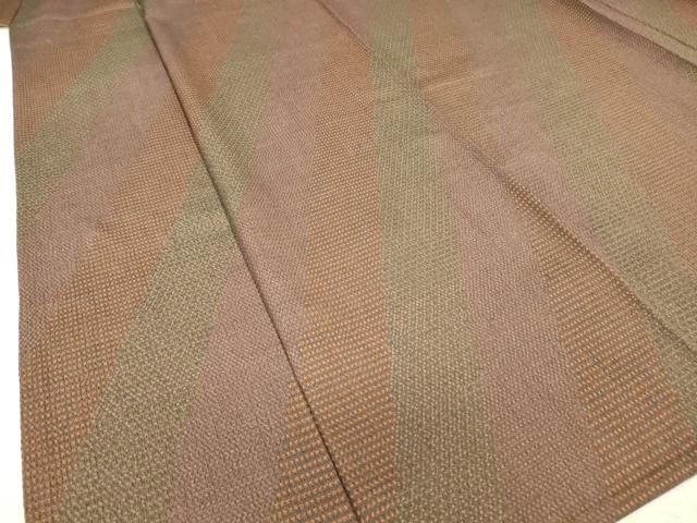 平和屋着物▽白鷹お召 単衣 斜縞 正絹 逸品 DAAT9706az