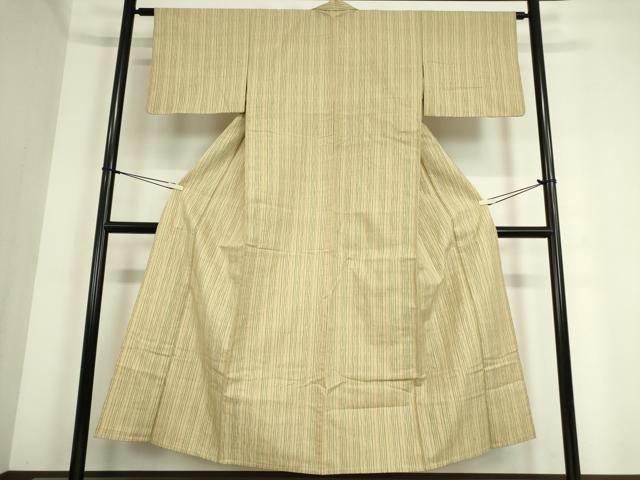 平和屋着物▽上質な紬 単衣 よろけ縞 正絹 逸品 DAAT9707az