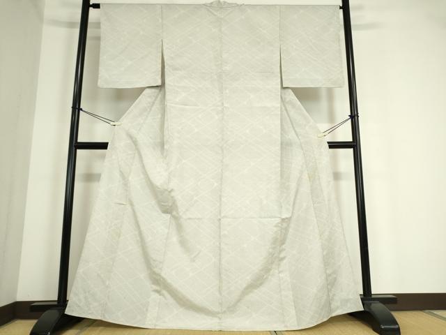 平和屋着物▽本塩沢 やまだ織 単衣 雪の中のきれ 格子 110亀甲 江口初江作 証紙付き 正絹 逸品 DAAT9715az