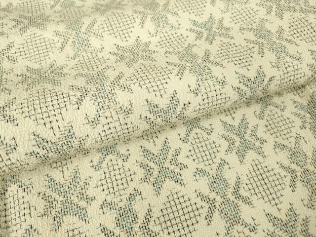 平和屋着物▽本塩沢 単衣 舞花文 正絹 逸品 DAAT9719az
