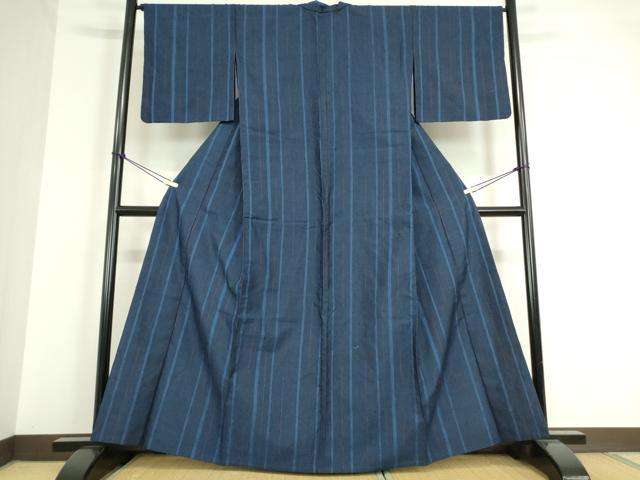 平和屋着物▽上質な紬 単衣 縞 正絹 逸品 DAAT9729az
