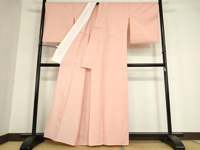 平和屋着物▽上質な紬 単衣 珊瑚色 正絹 逸品 DAAT9735az