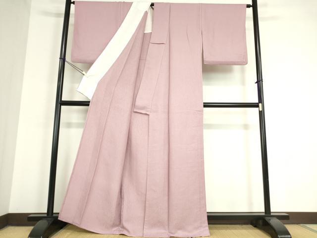 平和屋着物▽上質な色無地 単衣 霞地紋 紅藤色 正絹 逸品 DAAT9745az