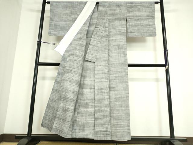 平和屋着物▽上質な紬 単衣 横段霞文 正絹 逸品 DAAT9826az