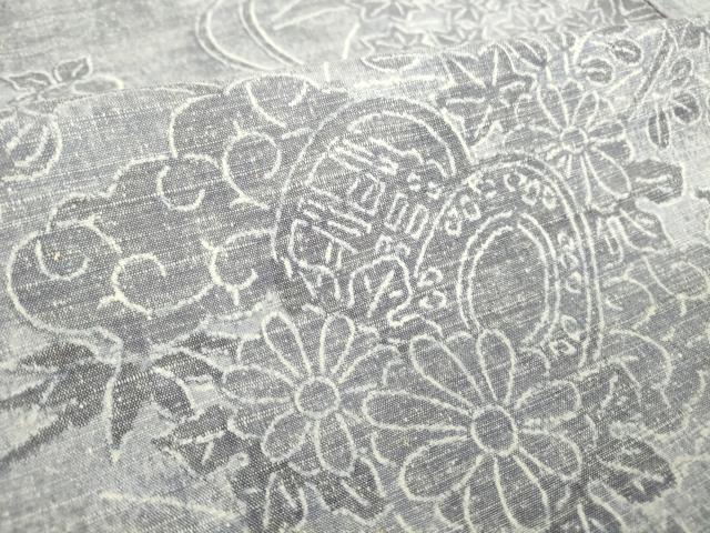平和屋着物▽小千谷紬 単衣 鼓花文 正絹 逸品 DAAT9843az