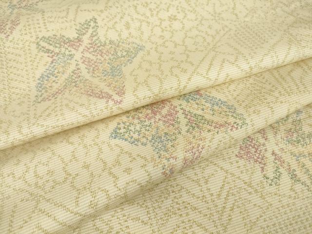 平和屋着物▽上質な紬 単衣 楓文 正絹 逸品 DAAT9848az