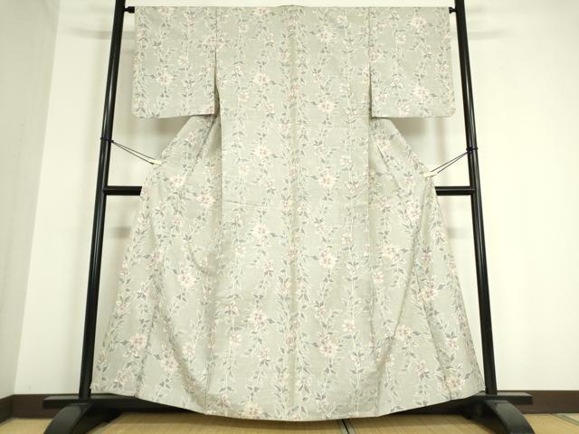 平和屋着物▽上質な紬 単衣 花繋ぎ 正絹 逸品 DAAT9851az