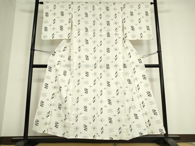 平和屋着物▽綿琉球 単衣 絣流水花文 綿 逸品 DAAT9856az