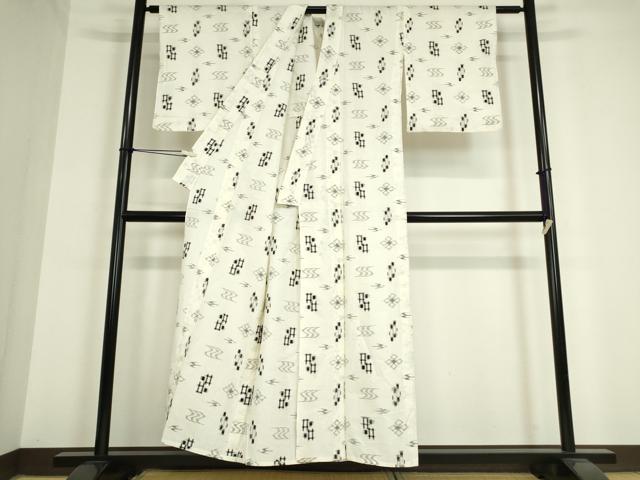 平和屋着物▽綿琉球 単衣 絣流水花文 綿 逸品 DAAT9856az