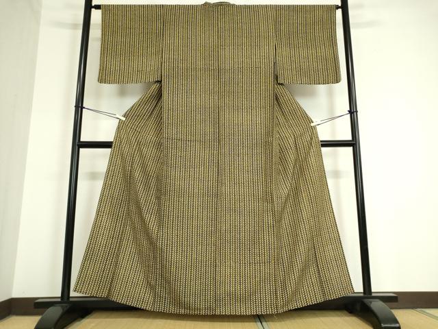 平和屋着物▽上質な小紋 紬地 単衣 舞蝶文 正絹 逸品 DAAT9862az