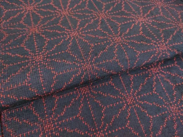 平和屋着物▽上質な紬 単衣 麻の葉文 正絹 逸品 DAAT9875az