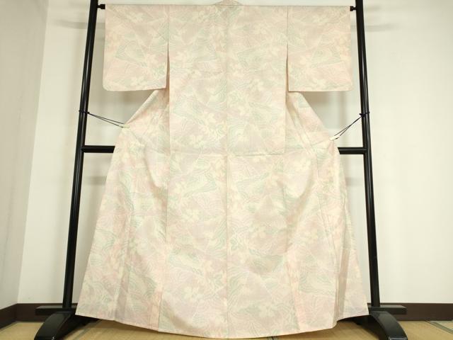平和屋着物▽上質な紬 単衣 花切嵌め文様 正絹 逸品 DAAT9899az