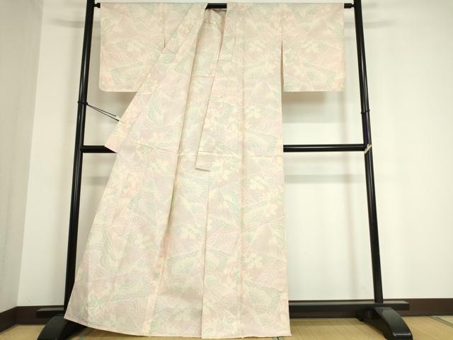 平和屋着物▽上質な紬 単衣 花切嵌め文様 正絹 逸品 DAAT9899az