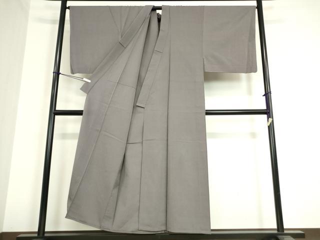 平和屋着物▽男性 お召 単衣 源氏鼠色 正絹 逸品 DAAT9916az