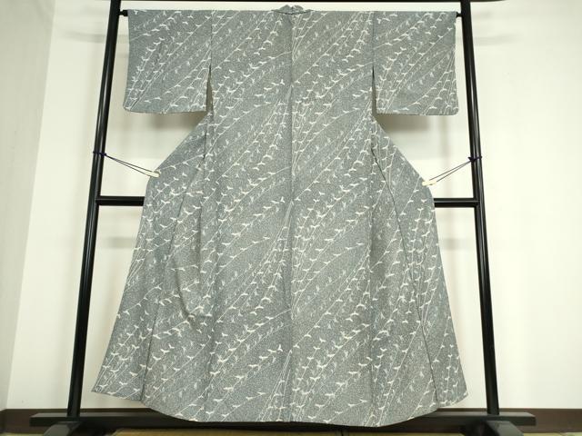 平和屋着物▽上質な小紋 単衣 たたき染め 裏菊 正絹 逸品 DAAT9919az
