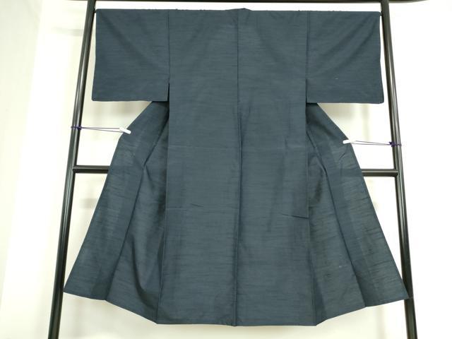 平和屋着物▽男性 紬 単衣 濃藍色 正絹 逸品 DAAT9939az