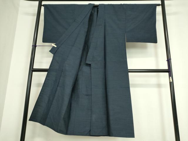平和屋着物▽男性 紬 単衣 濃藍色 正絹 逸品 DAAT9939az