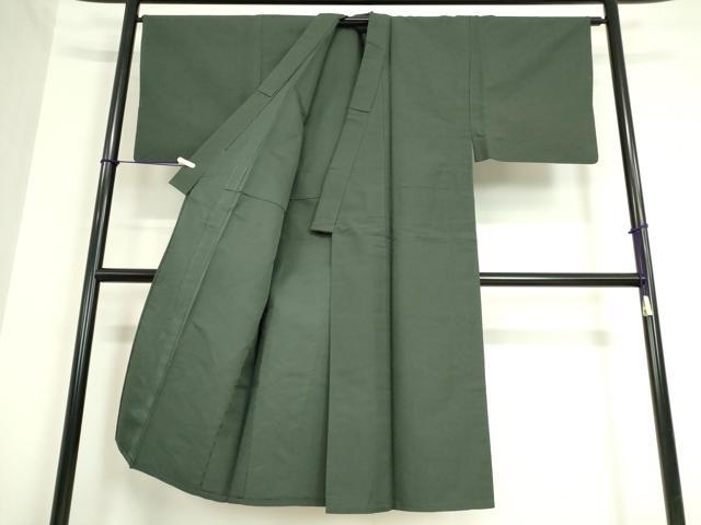 平和屋着物▽男性 お召 単衣 革色 正絹 逸品 DABG0579az
