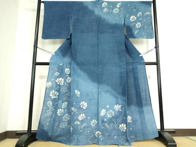 平和屋着物▽訪問着 単衣 草花文 ろうけつ染め 綿 逸品 DAAT9943az