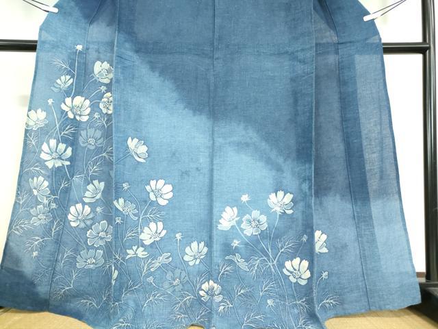 平和屋着物▽訪問着 単衣 草花文 ろうけつ染め 綿 逸品 DAAT9943az