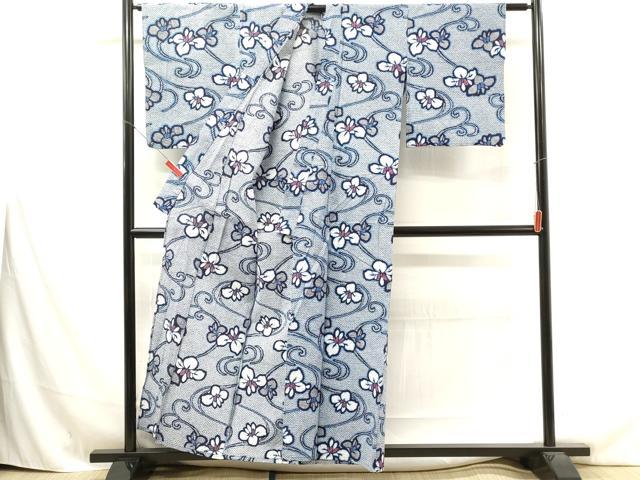 平和屋着物∴夏物 浴衣 花唐草文 綿 逸品 DAAU0500cd