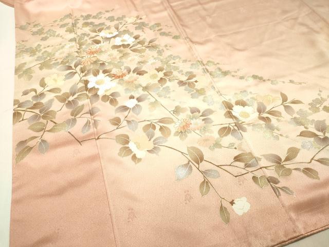平和屋着物●訪問着 刺繍 枝花文 暈し染め 金銀彩 正絹 逸品 DAAU0526tw
