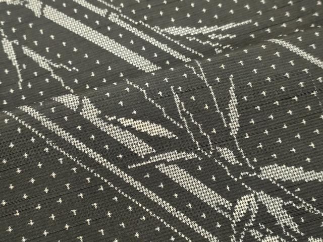 平和屋着物●上質な紬 笹竹文 黒地 正絹 逸品 DAAU0577tw