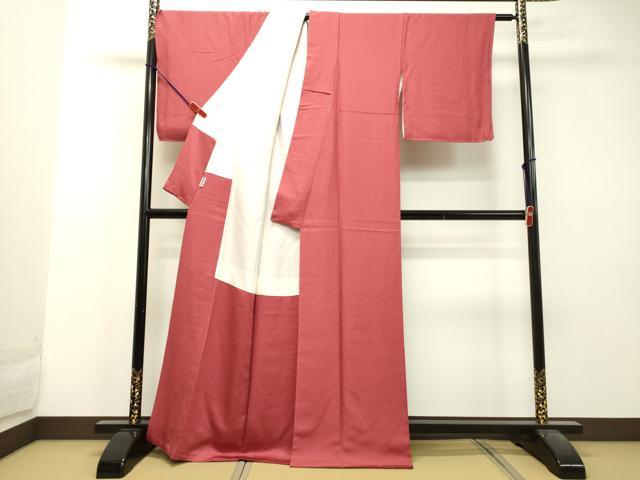 平和屋着物●上質な色無地 舞花地紋 今様色 正絹 逸品 DAAU0585tw