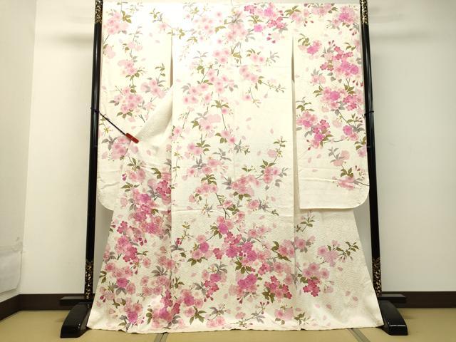 平和屋着物●豪華振袖 駒刺繍 枝桜文 金彩 正絹 逸品 DAAU0592tw