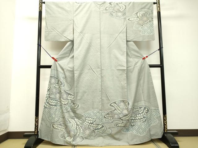 平和屋着物●本場大島紬 訪問着 絞り 9マルキ 草花文 正絹 逸品 未使用 DAAU0650tw