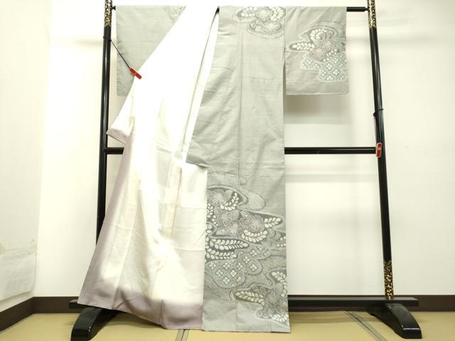 平和屋着物●本場大島紬 訪問着 絞り 9マルキ 草花文 正絹 逸品 未使用 DAAU0650tw