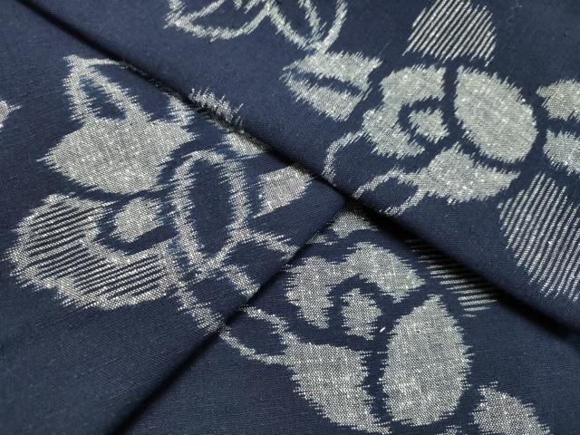 平和屋着物●久留米絣 単衣 草花文 綿 逸品 DAAU0652tw