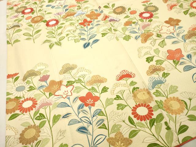 平和屋着物●訪問着 駒刺繍 草花文 金彩 正絹 逸品 DAAU0656tw