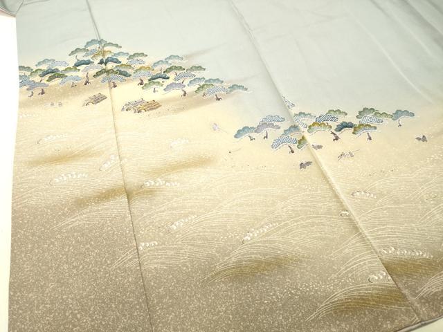 平和屋着物●訪問着 立波風景笠松文 暈し染め 金彩 正絹 逸品 DAAU0685tw