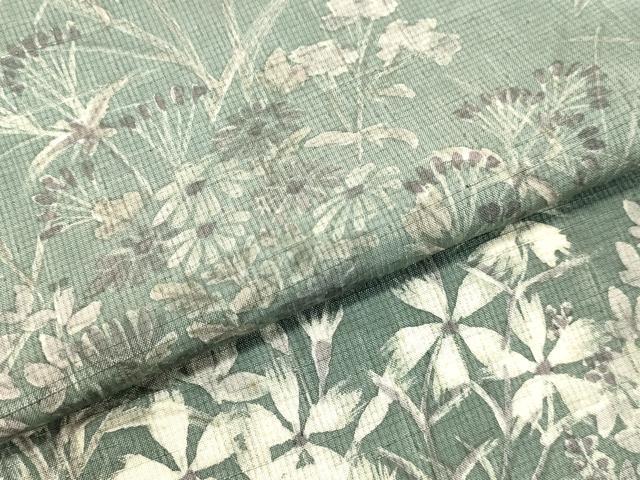 平和屋着物●訪問着 紬地 ろうけつ染め 草花文 正絹 逸品 DAAU0702tw