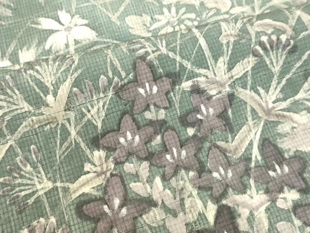 平和屋着物●訪問着 紬地 ろうけつ染め 草花文 正絹 逸品 DAAU0702tw