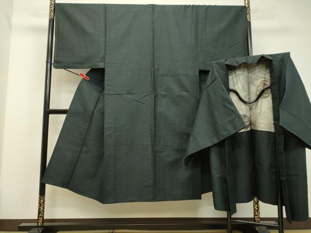 平和屋着物●男性 紬 アンサンブル 単衣 霞文 正絹 逸品 DAAU0713tw