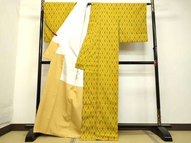平和屋着物●上質な紬 菱文 正絹 逸品 DAAU0720tw